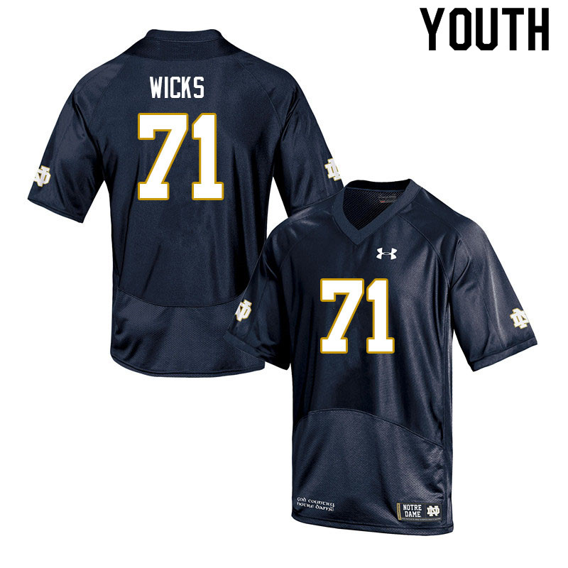 Youth #71 Brennan Wicks Notre Dame Fighting Irish College Football Jerseys Sale-Navy - Click Image to Close